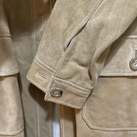 GAP Vintage Women's Camel Suede Trench Coat Size M - Picture 11 of 14